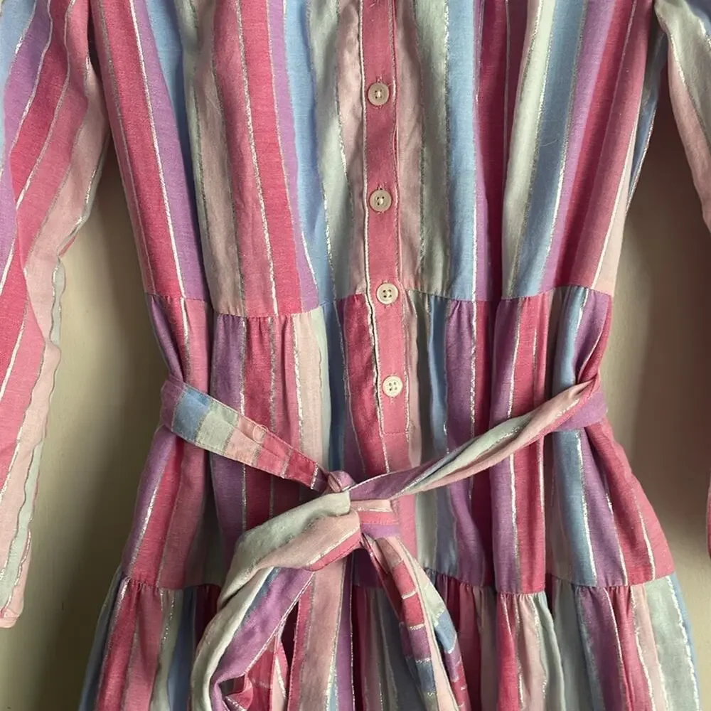 J.Crew Belted button-up dress in pastel stripe